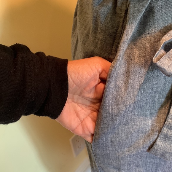 TROVATA Birds of Paradise Chambray Shirt Dress Minimalist Cottagecore Size S - Picture 4 of 8